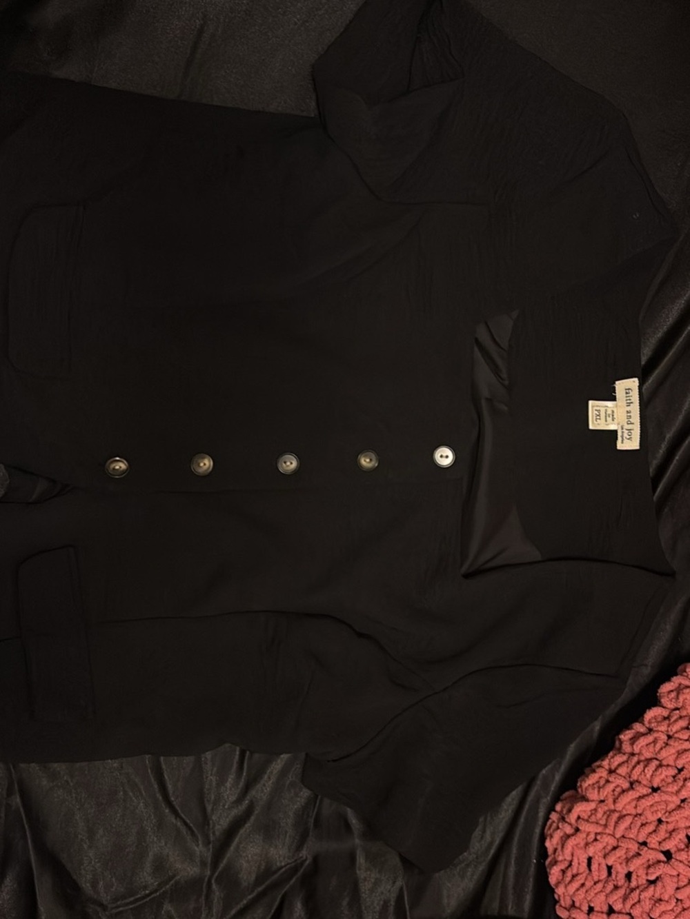 Faith and Joy Black Short-Sleeve Button Front Blouse